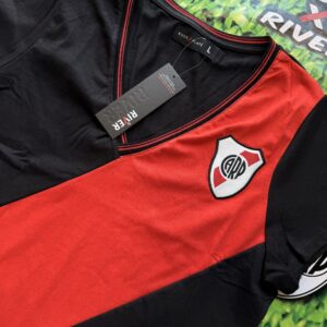 Remera Mujer Escote V Negra - River Plate Licencia Oficial